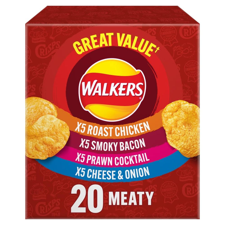 Walkers Meaty Variety Multipack Crisps 20x25g