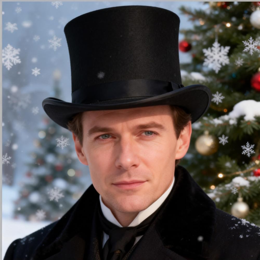 RAM ONLINE Adult Black Velour Top Hat - Victorian Magician Ringmaster Costume Headwear 5