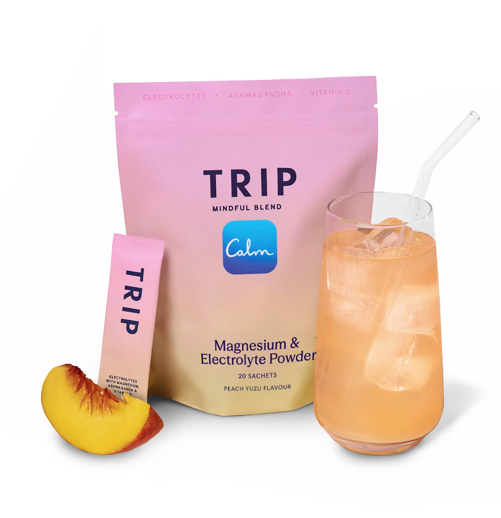 TRIP Peach Yuzu Electrolyte Powder - Daily Hydration with Sodium & Magnesium | 20 Servings