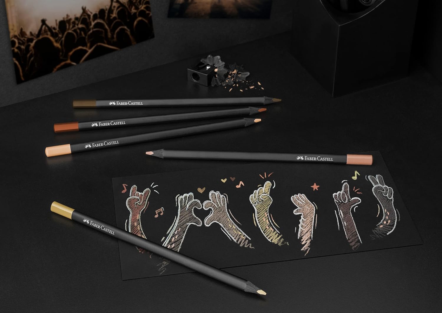 Faber-Castell Colour Pencils Black Edition Skin Tones - 12 Count | Ergonomic Triangular Shape