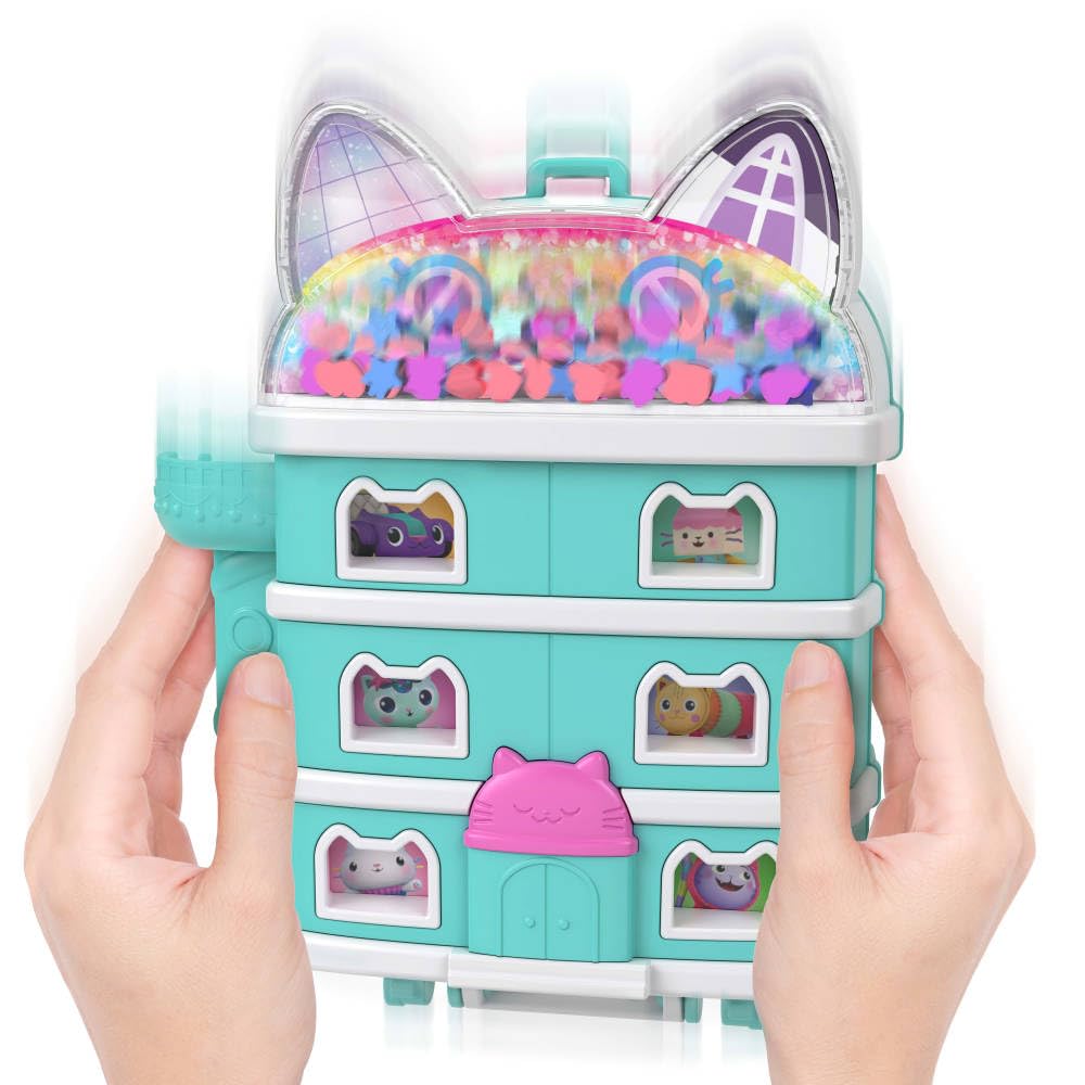 Polly Pocket x Gabbys Puppenhaus-Spielset – 15-teiliges interaktives Kompaktset mit Puppen- und Kätzchenfreunden 5