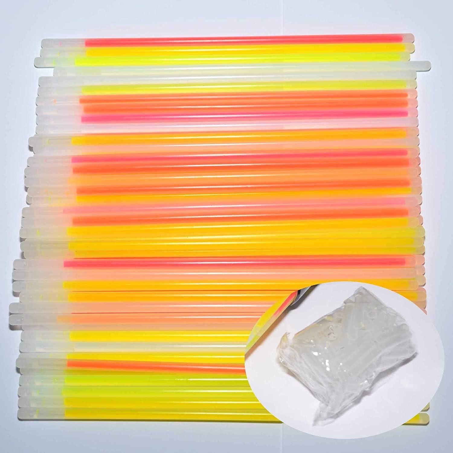 SHATCHI 100Pcs Glow Sticks 8" with Connectors - Neon Party Favors for Halloween, Rave, Birthday, Camping & 80s Themed Events 14