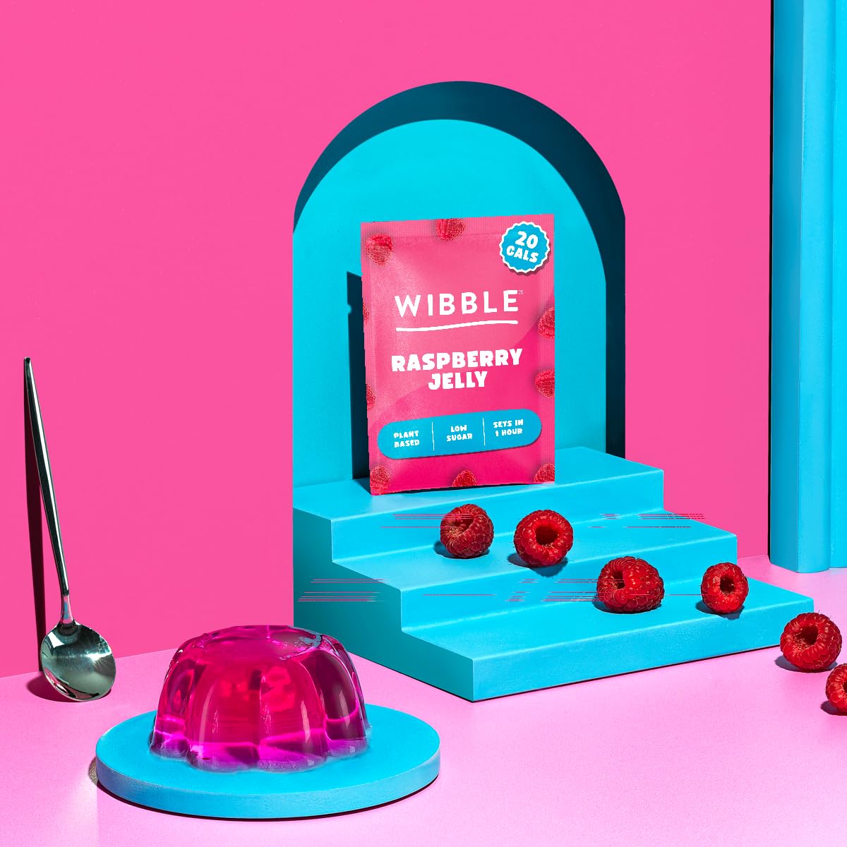 Wibble Natural Crystals 8er-Packung Geleepulver in verschiedenen Geschmacksrichtungen – Pflanzliches, zuckerarmes, kalorienarmes veganes Gelee, 4 Geschmacksrichtungen 3