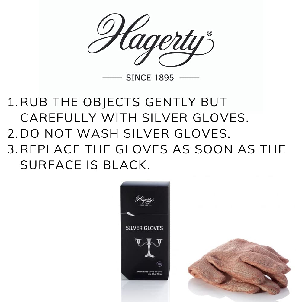 Hagerty Silver Cleaning Gloves - Impregnated Cotton with Tarnish Protection | Pair 6