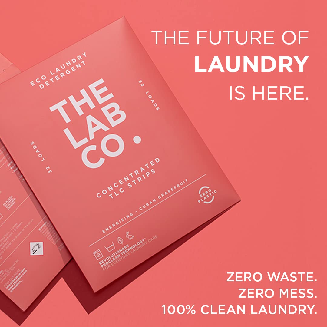 The Lab Co. - Laundry Detergent Strips (32 Loads, Non-Bio, Sensitive Skin, Energising Grapefruit Amber Eucalyptus)