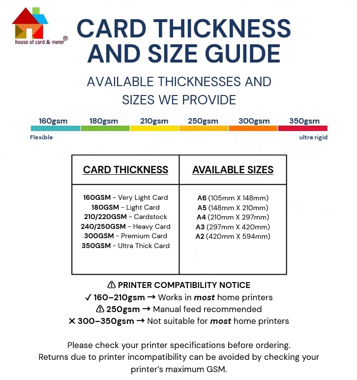House of Card & Paper White A4 Card Stock - 300 gsm, 100 Sheets | Double Sided Smooth Finish 2