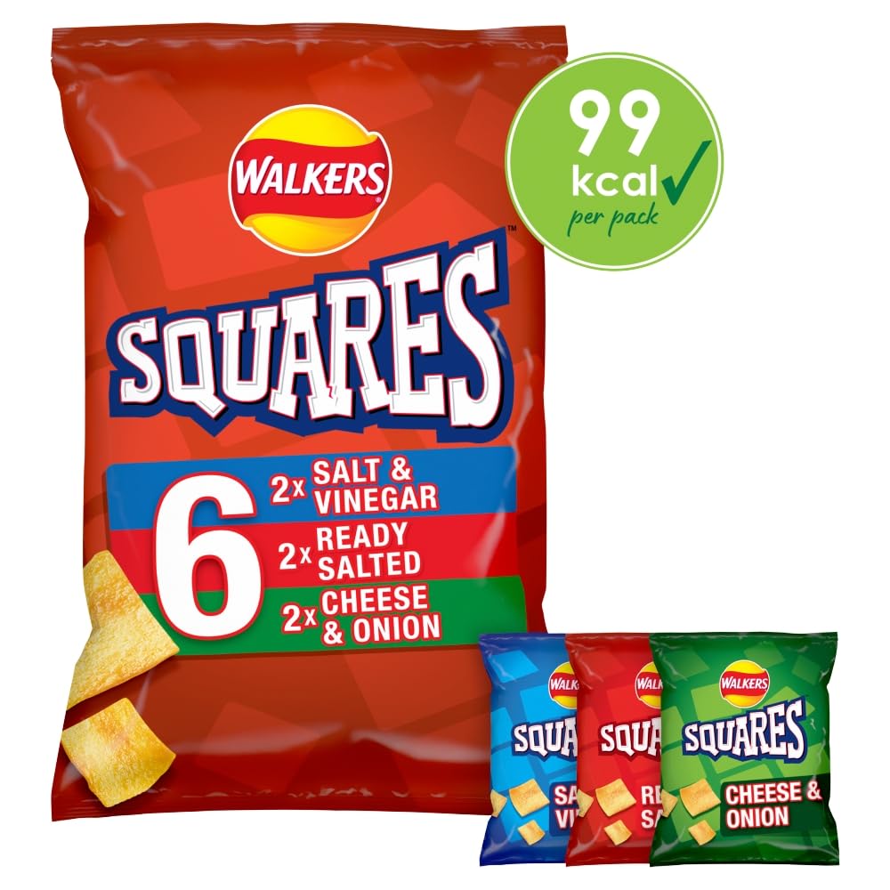 Walkers Squares Variety Multipack Snacks Crisps 6x22g