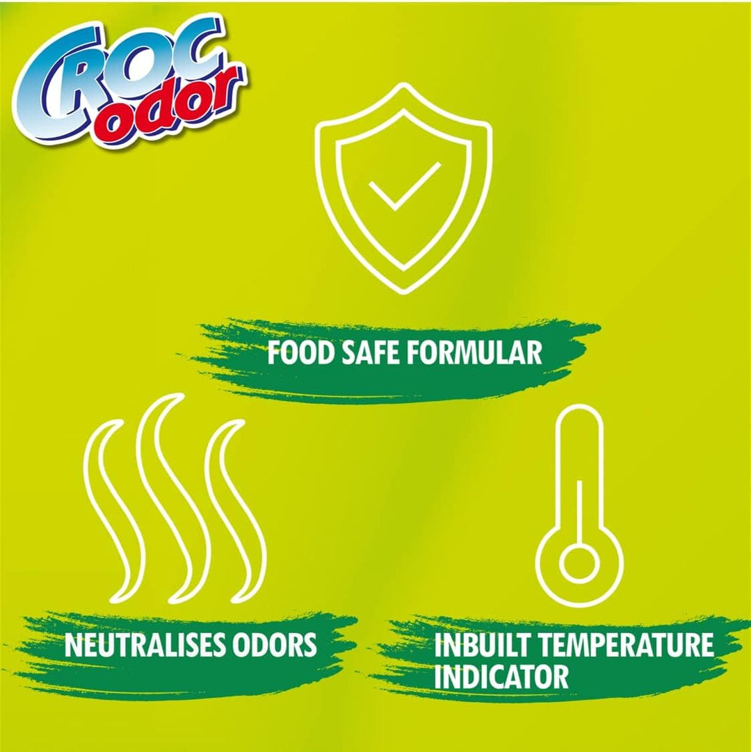 Croc Odor - Fridge Deodoriser Twin Pack, Unscented, Food Safe Formula with Natural Seaweed Extract