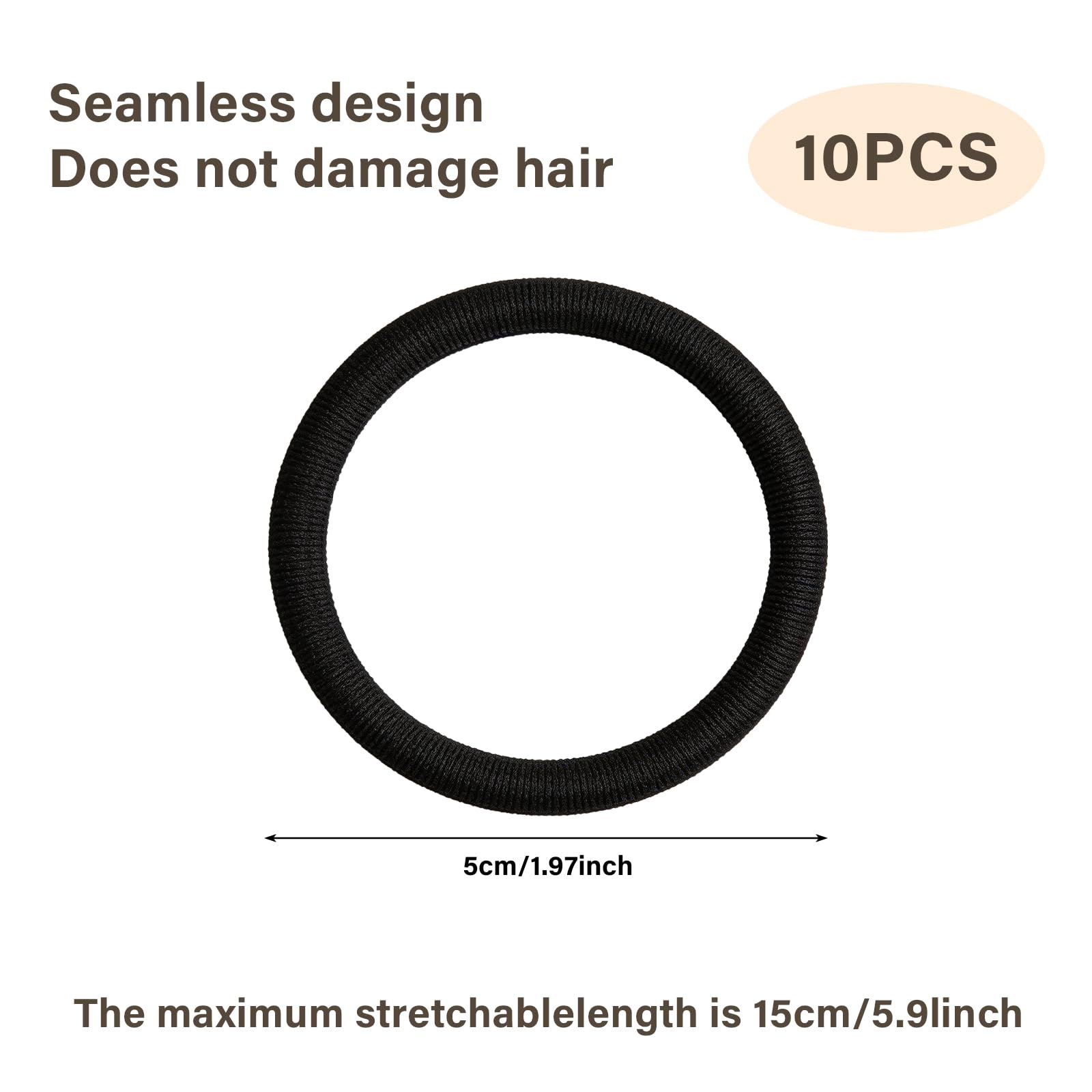 Muexoee Hair Bobbles - 10 Pack Durable Metal-Free Nylon Ponytail Holders for All Hair Types