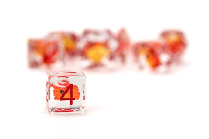 Metallic Dice Games Dragon StormTM FanRoll Red Resin Dice Set