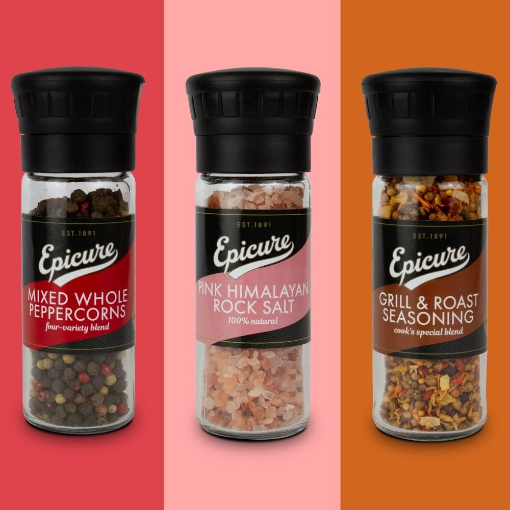 Epicure - Pink Himalayan Rock Salt Freshly Ground Seasoning Grinders, 320 g
