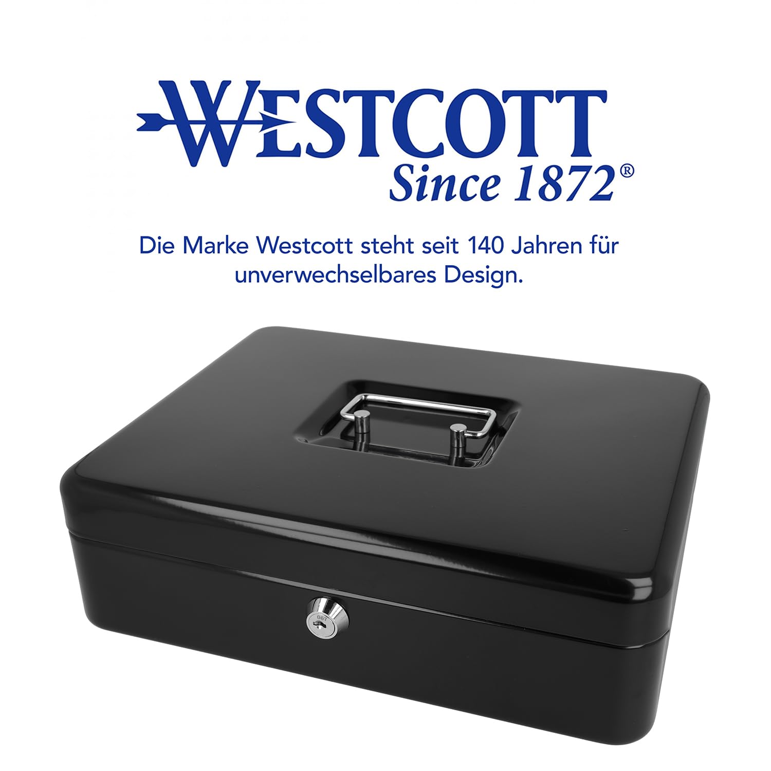 Westcott Lockable Cash Box - Robust Security | Sheet Steel Construction | 30 x 24 x 9 cm 7