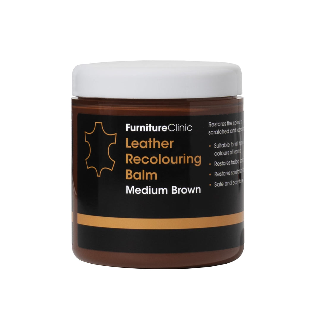 Furniture Clinic Leather Recolouring Balm - Medium Brown for Faded & Scratched Sofas, Car Seats, Shoes, Clothing