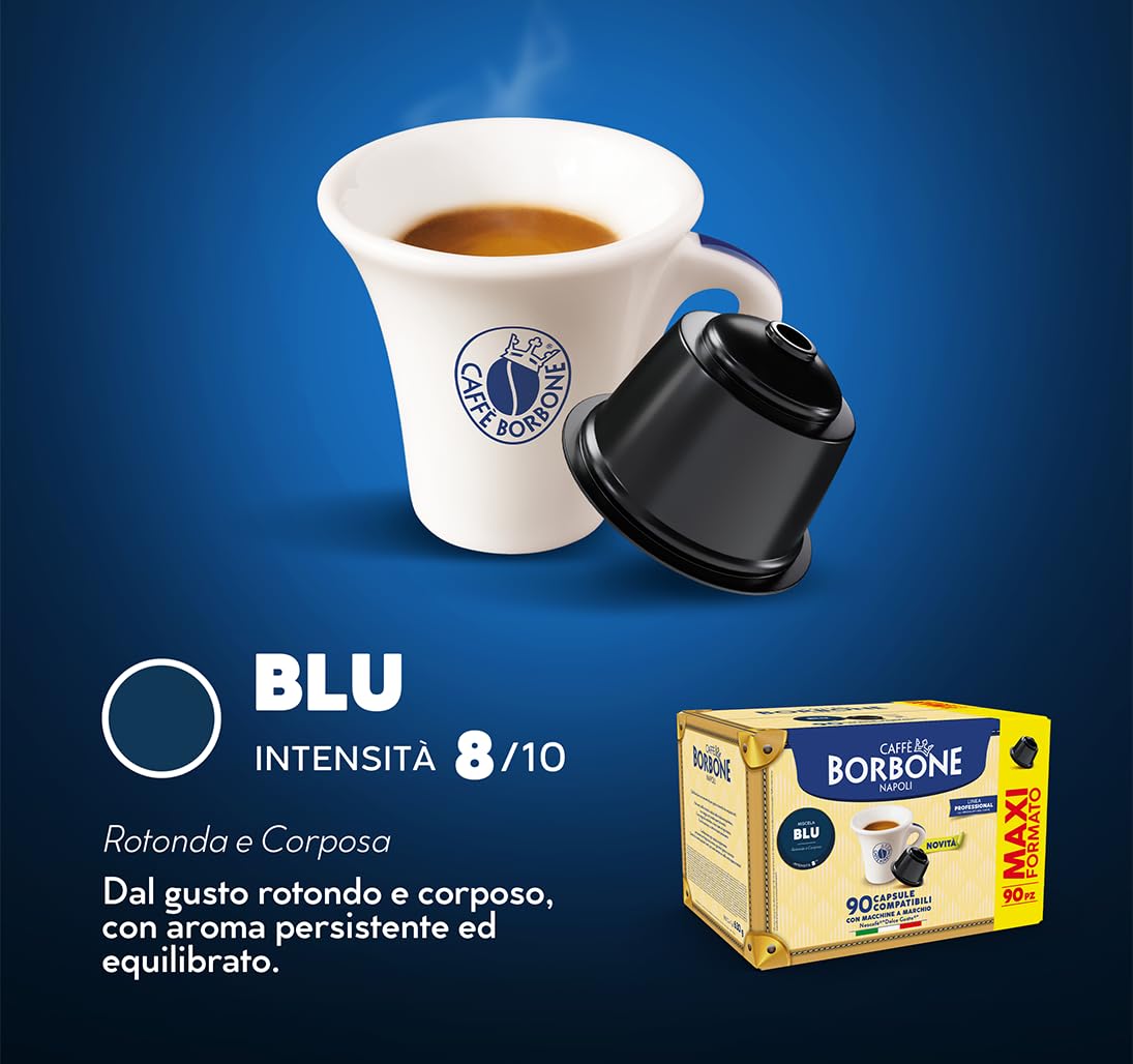 CAFFÈ BORBONE Blue Blend Coffee Capsules - Dolce Gusto Compatible | 90 Count | Intensity 8 5