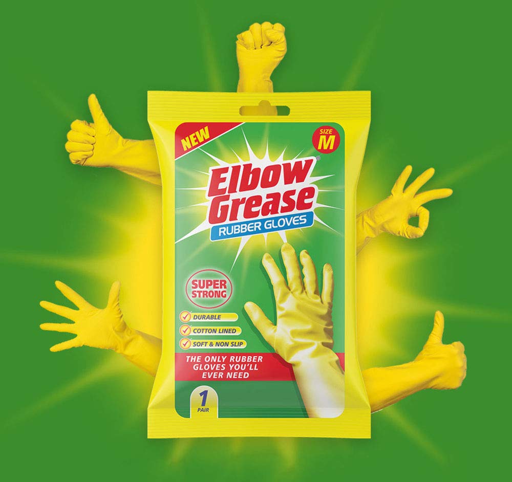 Elbow Grease Rubber Cleaning Gloves - Cotton Lined, Super Strong, Non-Slip | Size M 2