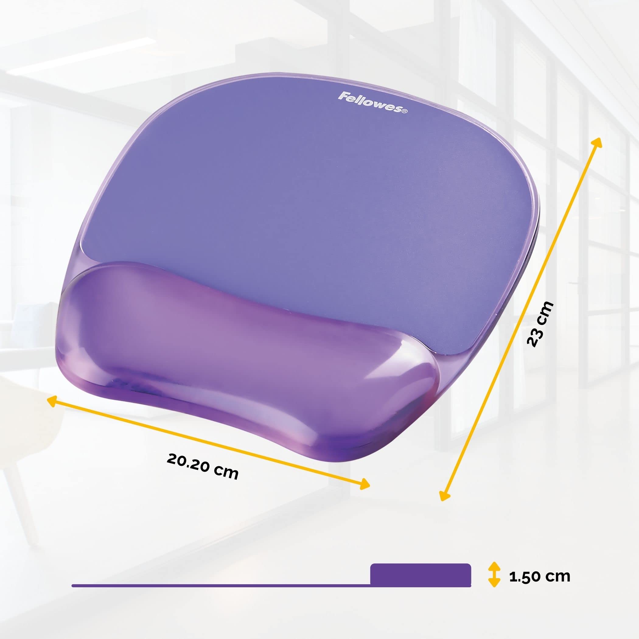 Fellowes Crystals Gel Mouse Mat with Wrist Support | Stain Resistant | Non-Skid Backing | Purple 3