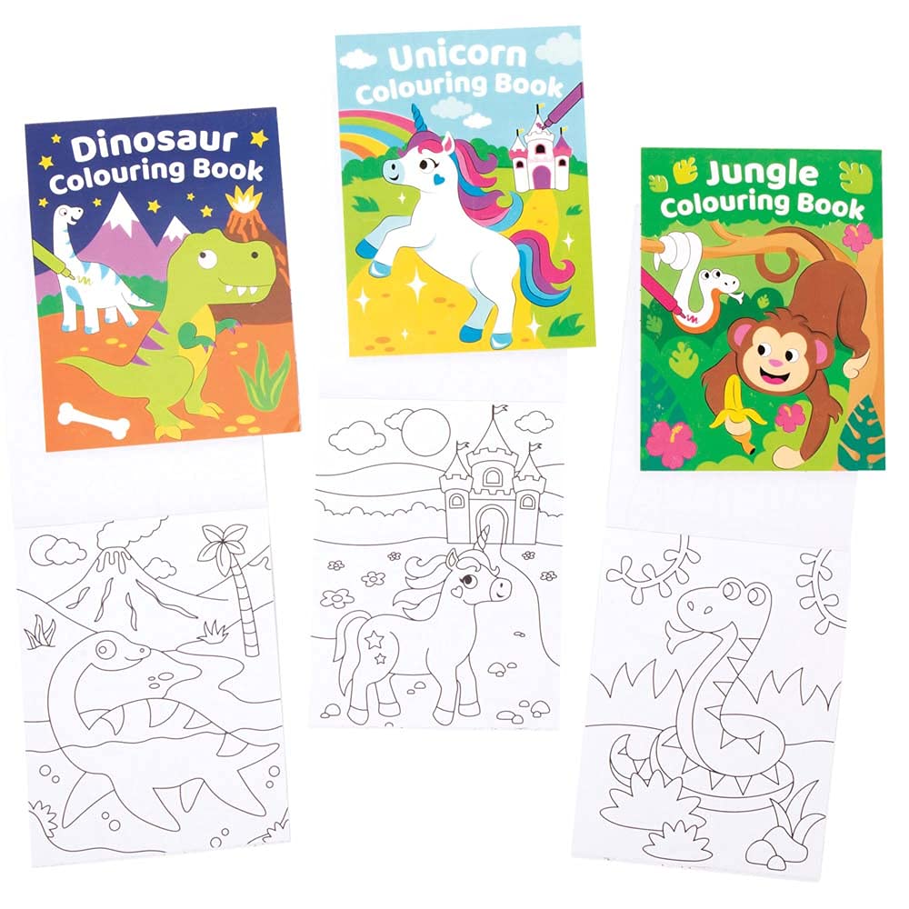 Baker Ross Mini Colouring Books - Pack of 12, 4 Themes for Kids Ages 3+ 1