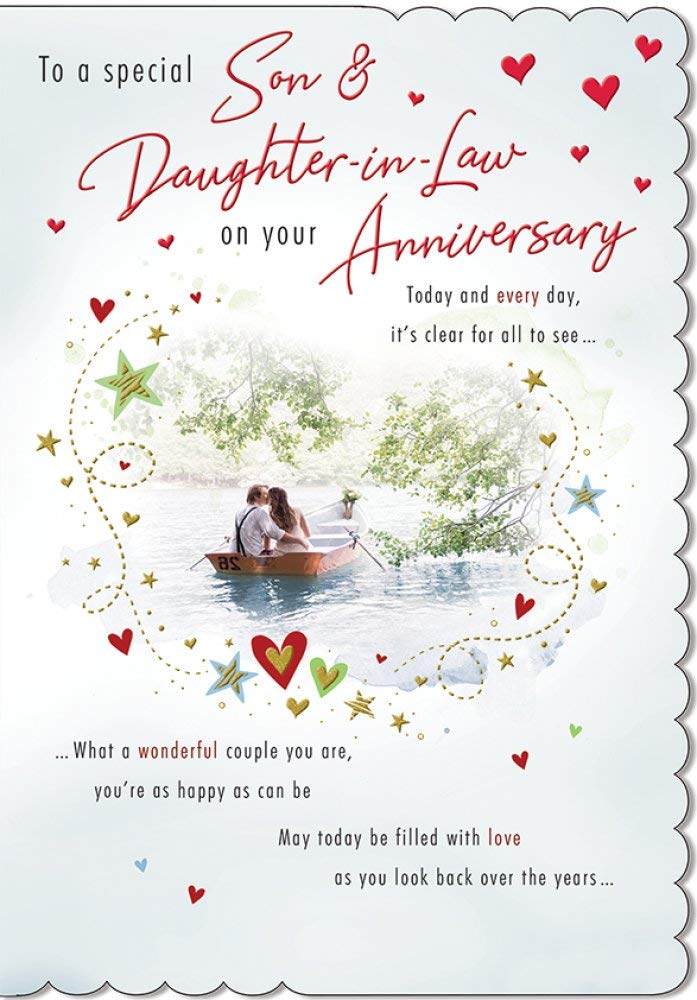 Piccadilly Greetings Traditional Anniversary Card for Son & Daughter in Law | Light Blue | 9 x 6 inches 1