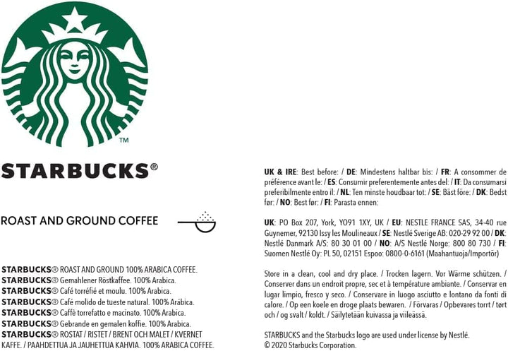 STARBUCKS House Blend Medium Roast Ground Coffee 200g (Pack of 6)