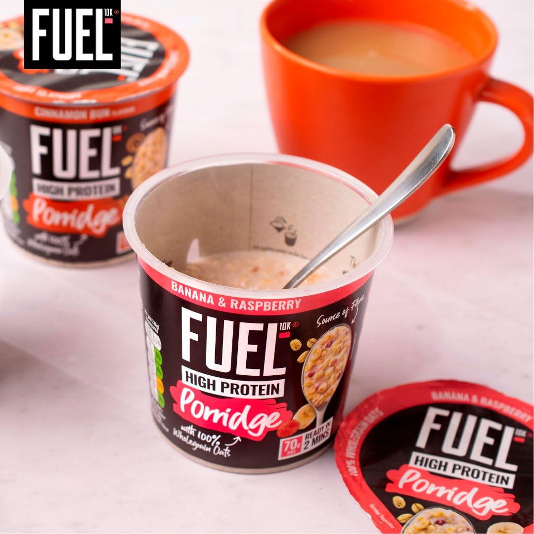 FUEL10K High Protein Banana & Raspberry Porridge Pot - 13g Protein, Wholegrain Oats | 8 Pack 4