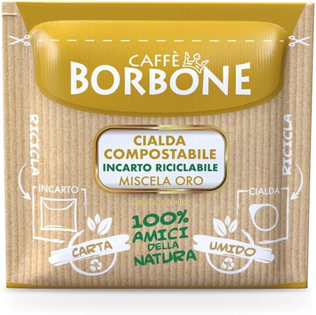 Caffè Borbone Gold Blend Compostable Coffee Pods - 100 Pack, ESE 44mm