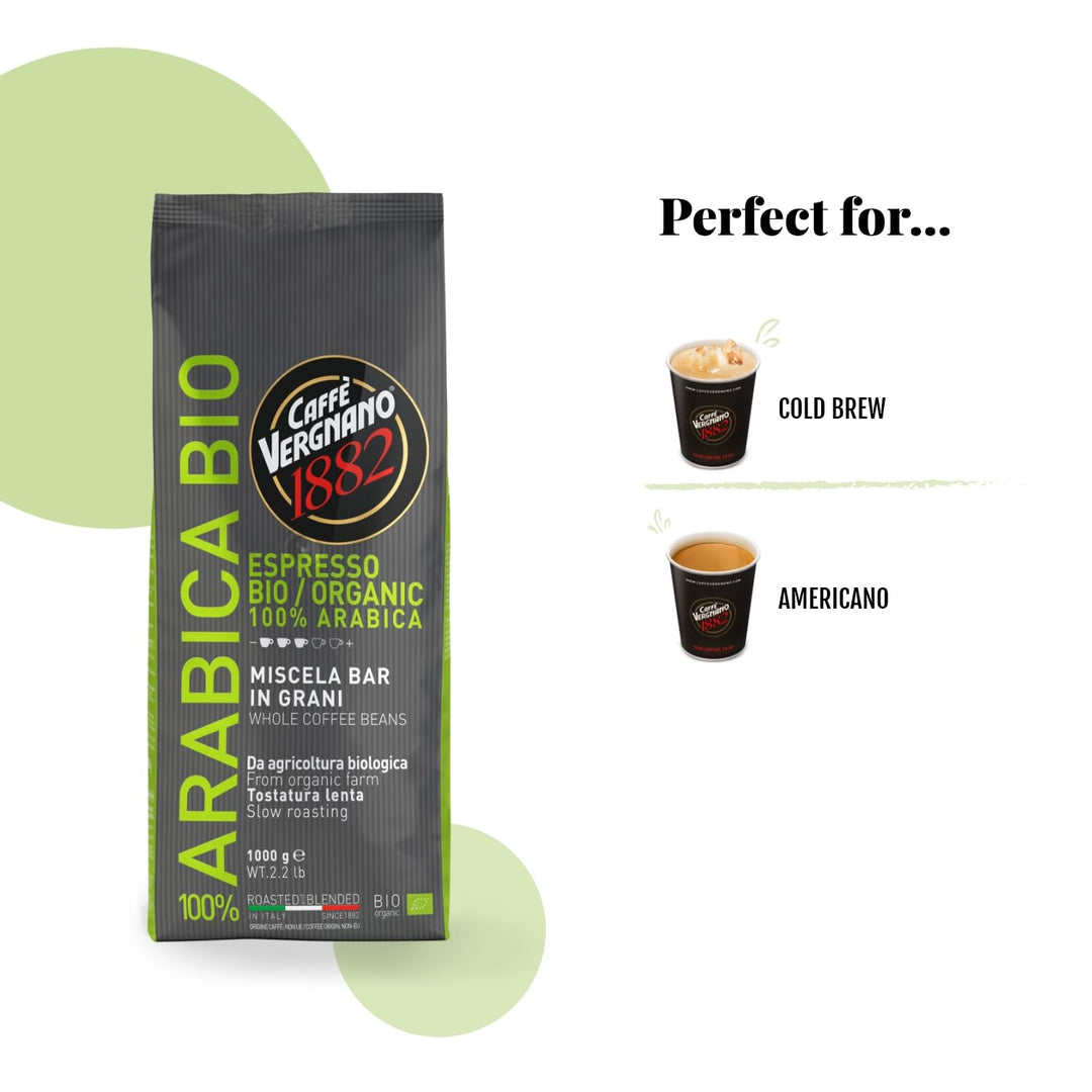 Caffè Vergnano 1882 100% Arabica Bio Whole Bean Coffee - 1 kg