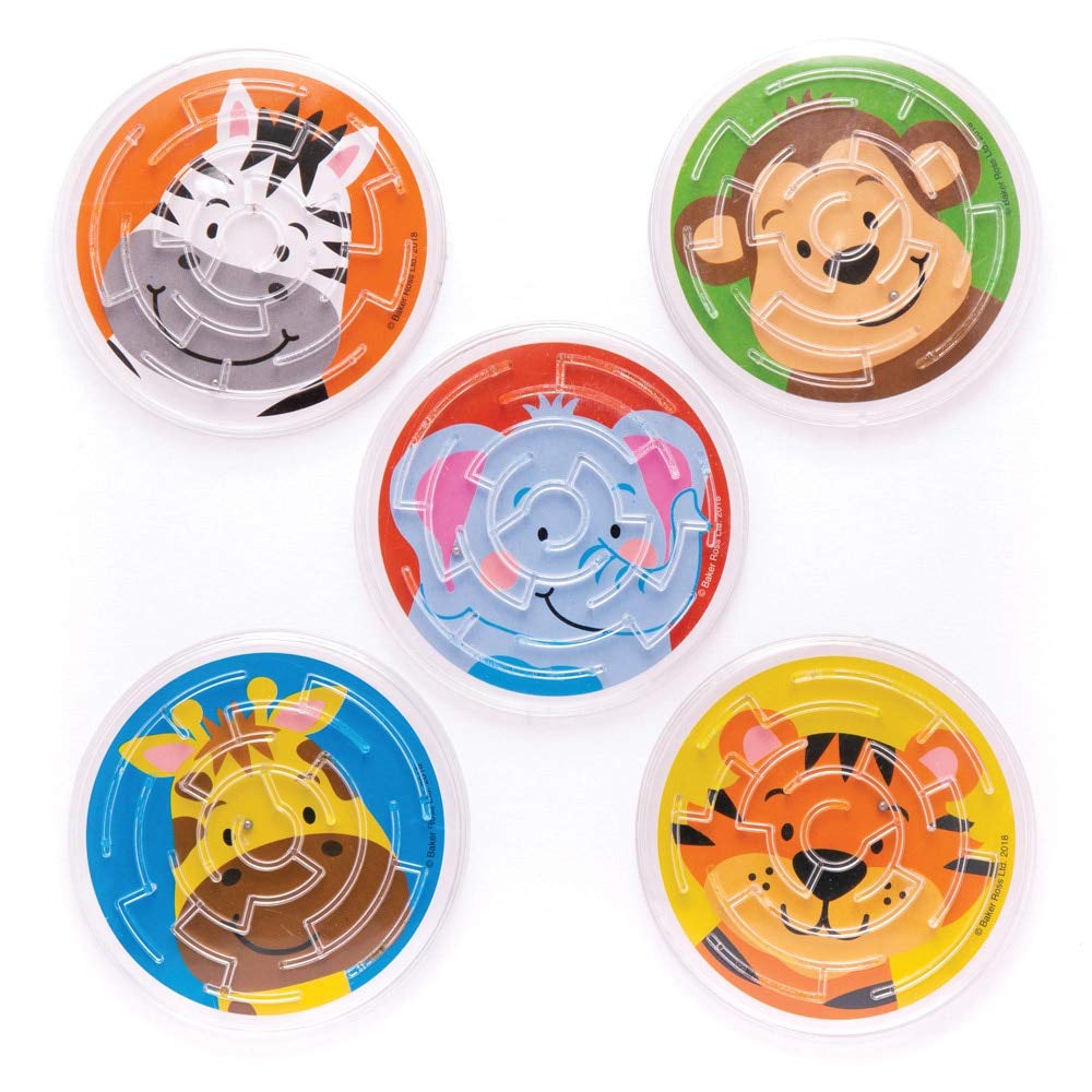 Baker Ross Jungle Chums Maze Games - Handheld Ball Maze Puzzle, Pack of 6, Plastic 1