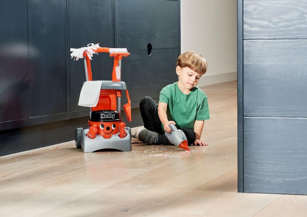 Casdon Henry Deluxe Cleaning Trolley Toy Playset with Working Hand Vacuum | Ages 3+ 2