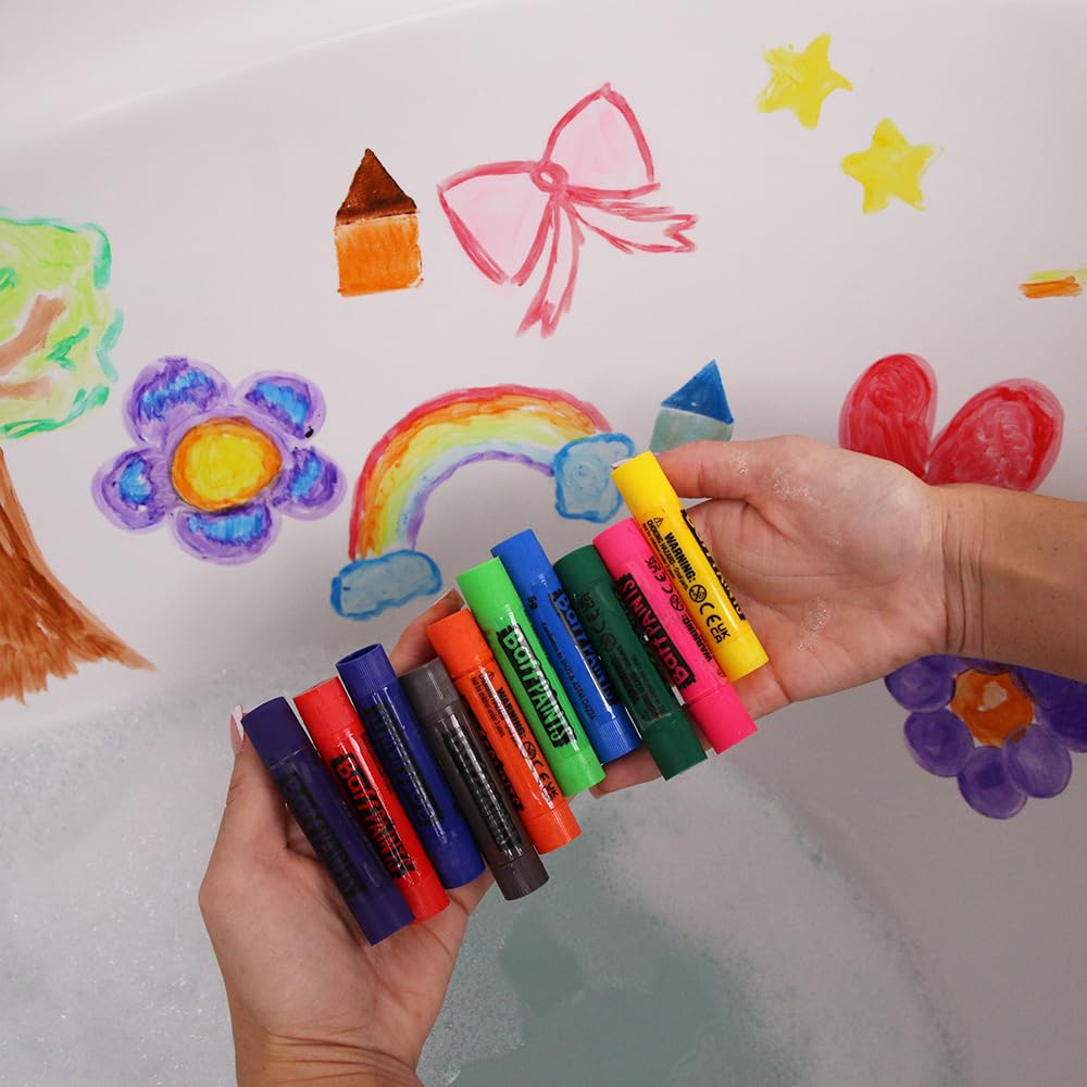 ZIMPLI 10 Count Large Baff Paint Sticks - Stain Free Bath Crayons for Kids | Water Repellent | Multicolor 3