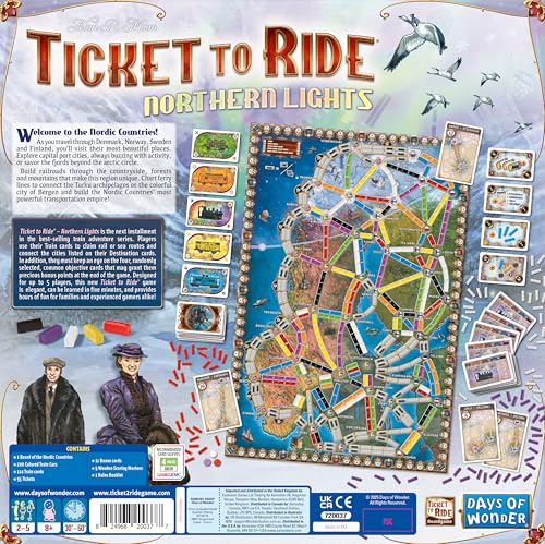 Asmodee Ticket to Ride - Northern Lights Board Game | Ages 8+ | 2-5 Players | 60 Min