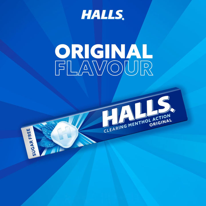 HALLS Sugar Free Menthol Action Original Throat Lozenges (32g x 20 Bulk Box)