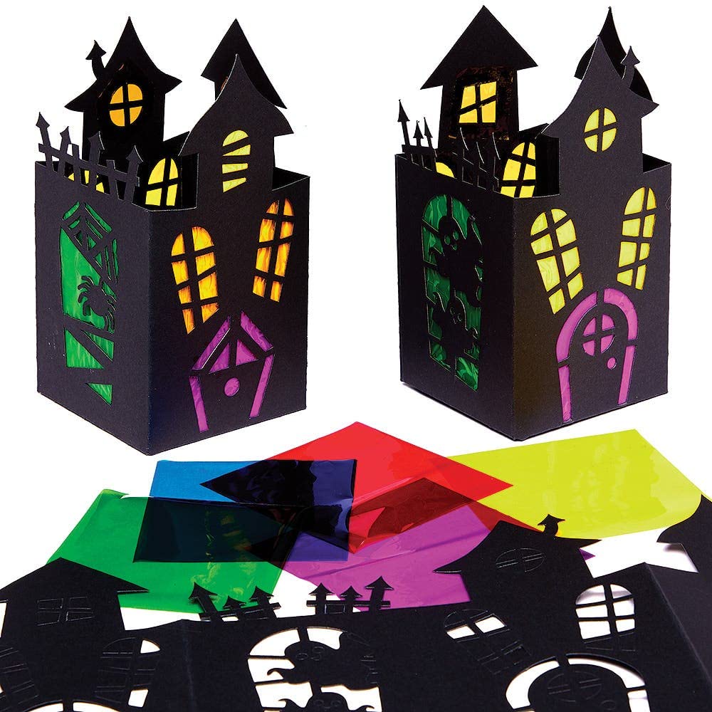 Baker Ross FX188 Haunted House Stained Glass Lantern Kits - Pack of 4 1