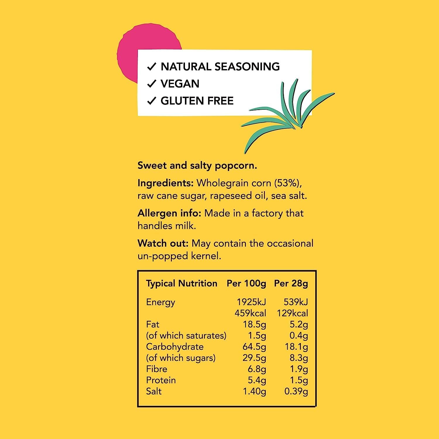 PROPERCORN Sweet & Salty Popcorn - Natural Sea Salt and Demerara Sugar Seasoned Snack, 32 x 14g Packs 3