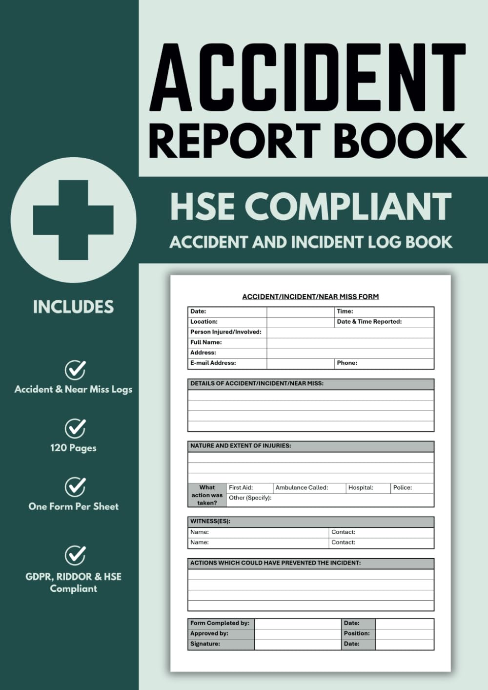 KL Publishers Accident Report Book - HSE Compliant A4 Incident Logbook | 120 Pages | Paperback