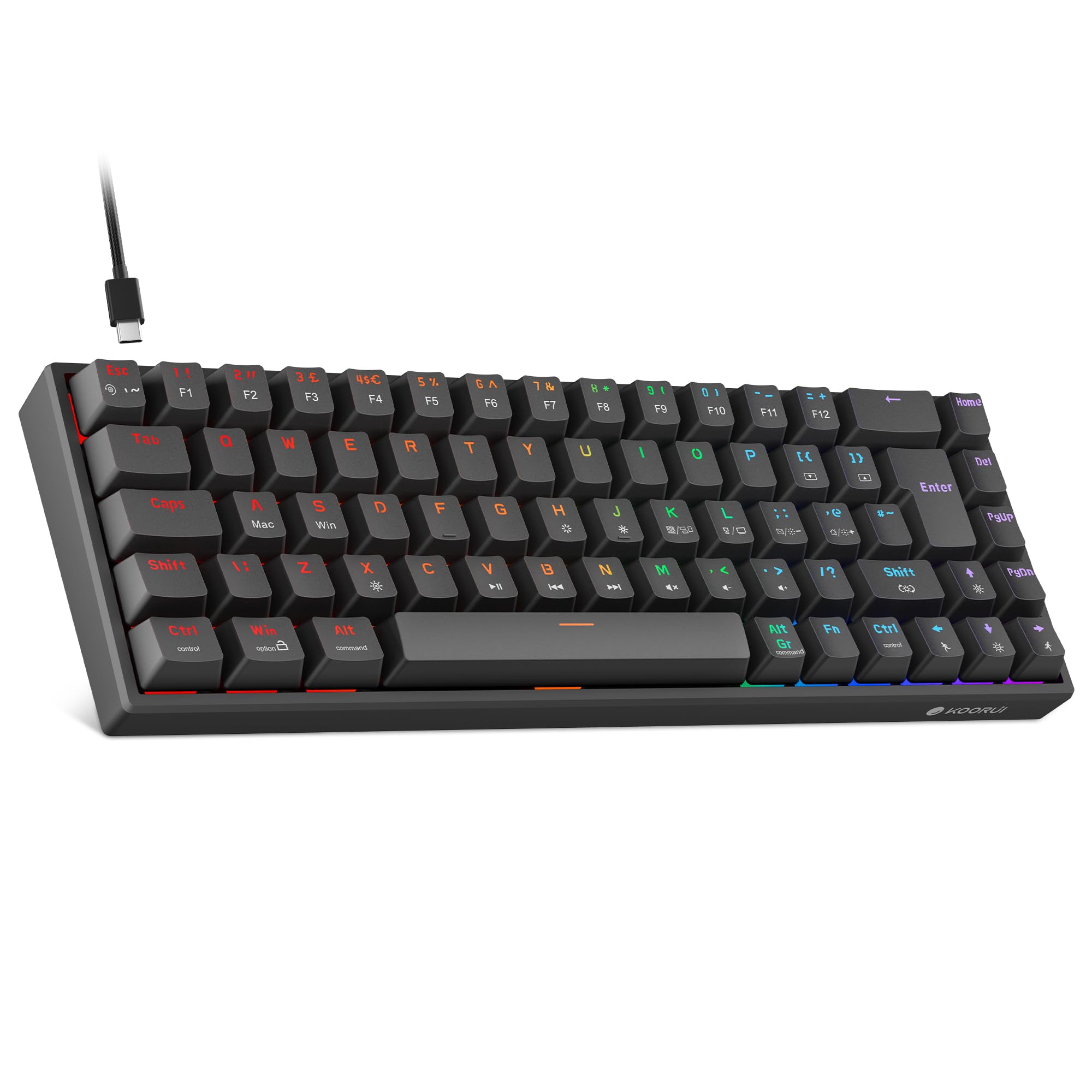 KOORUI MKC01 69-Key Mechanical Gaming Keyboard with RGB Backlighting (Red Switch, USB-C) 1
