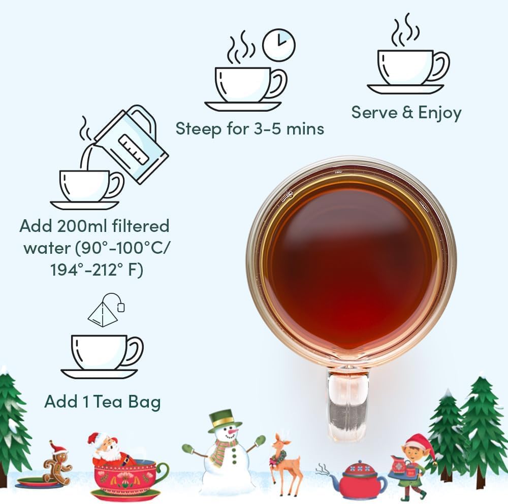 VAHDAM Merry Christmas Tea Gift Set - Limited Edition 9 Assorted Tea Bags