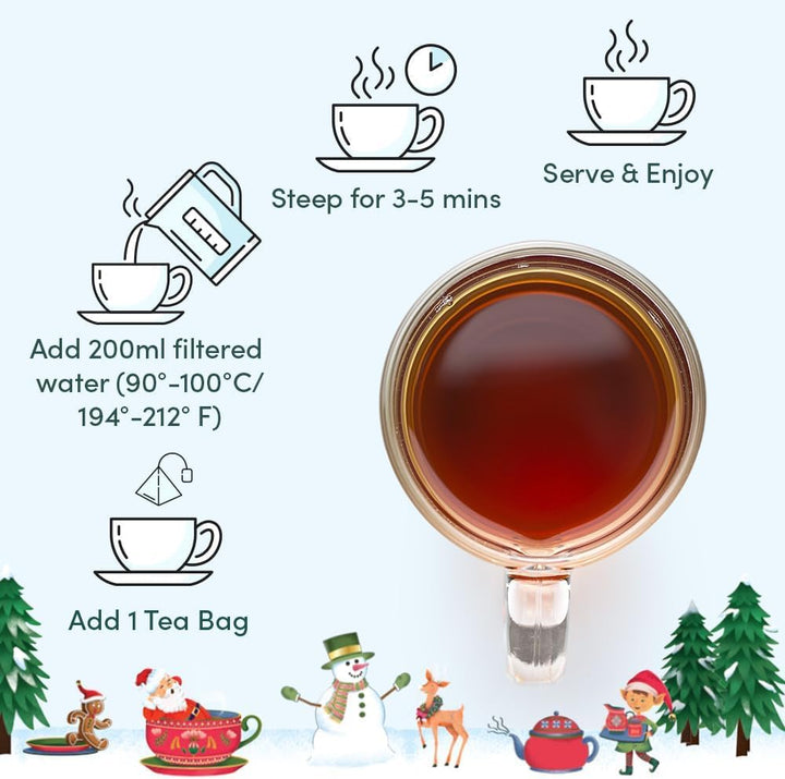 VAHDAM Merry Christmas Tea Gift Set - Limited Edition 9 Assorted Tea Bags