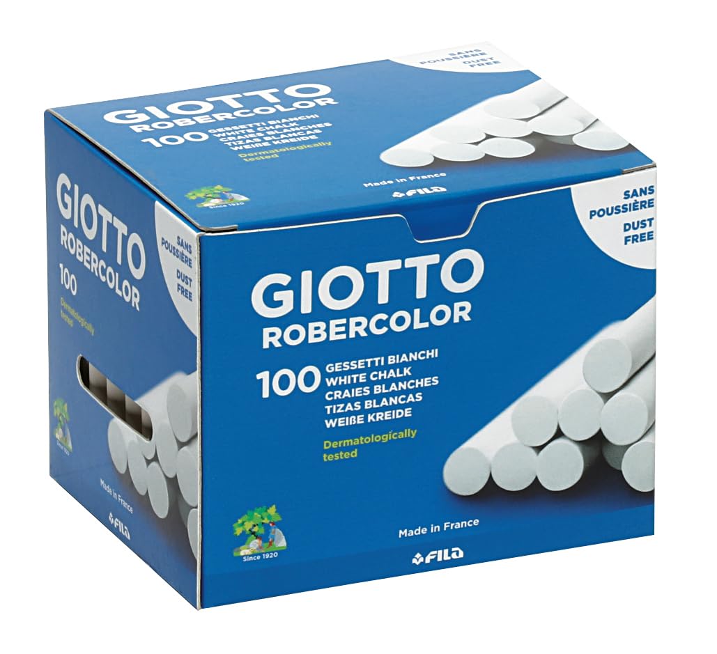 GIOTTO Robercolor White Chalk - Dust-Free, Smooth Glide | 100 Sticks 1