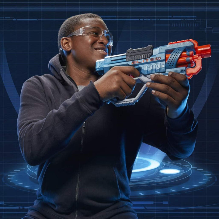 Nerf Elite 2.0 Commander RD-6 Blaster - 6-Dart Drum, Slam Fire, Tactical Rails - Ages 8+