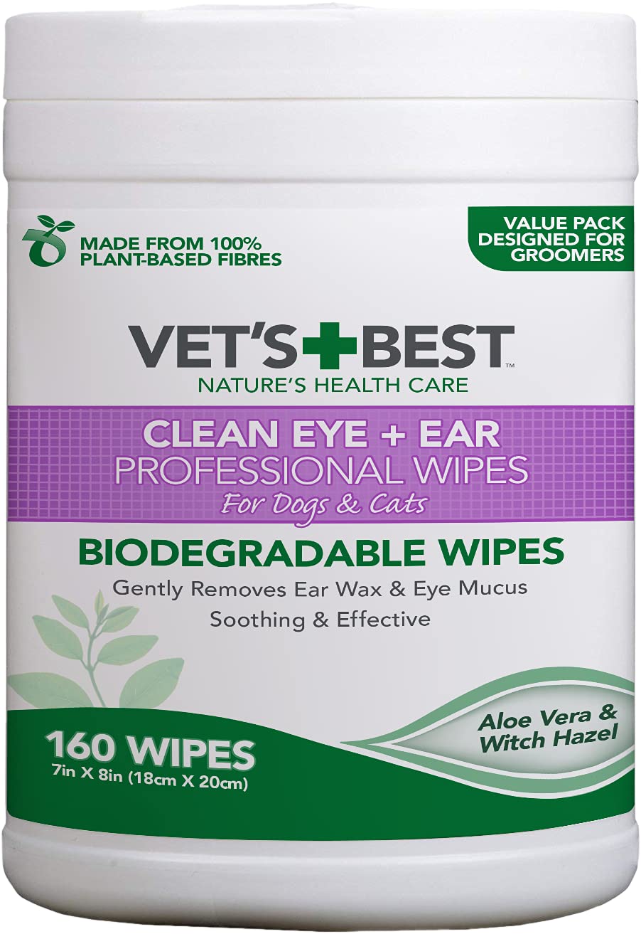 Vet's Best Gentle Eye and Ear Cleansing Wipes for Dogs & Cats | 160 Biodegradable Wipes