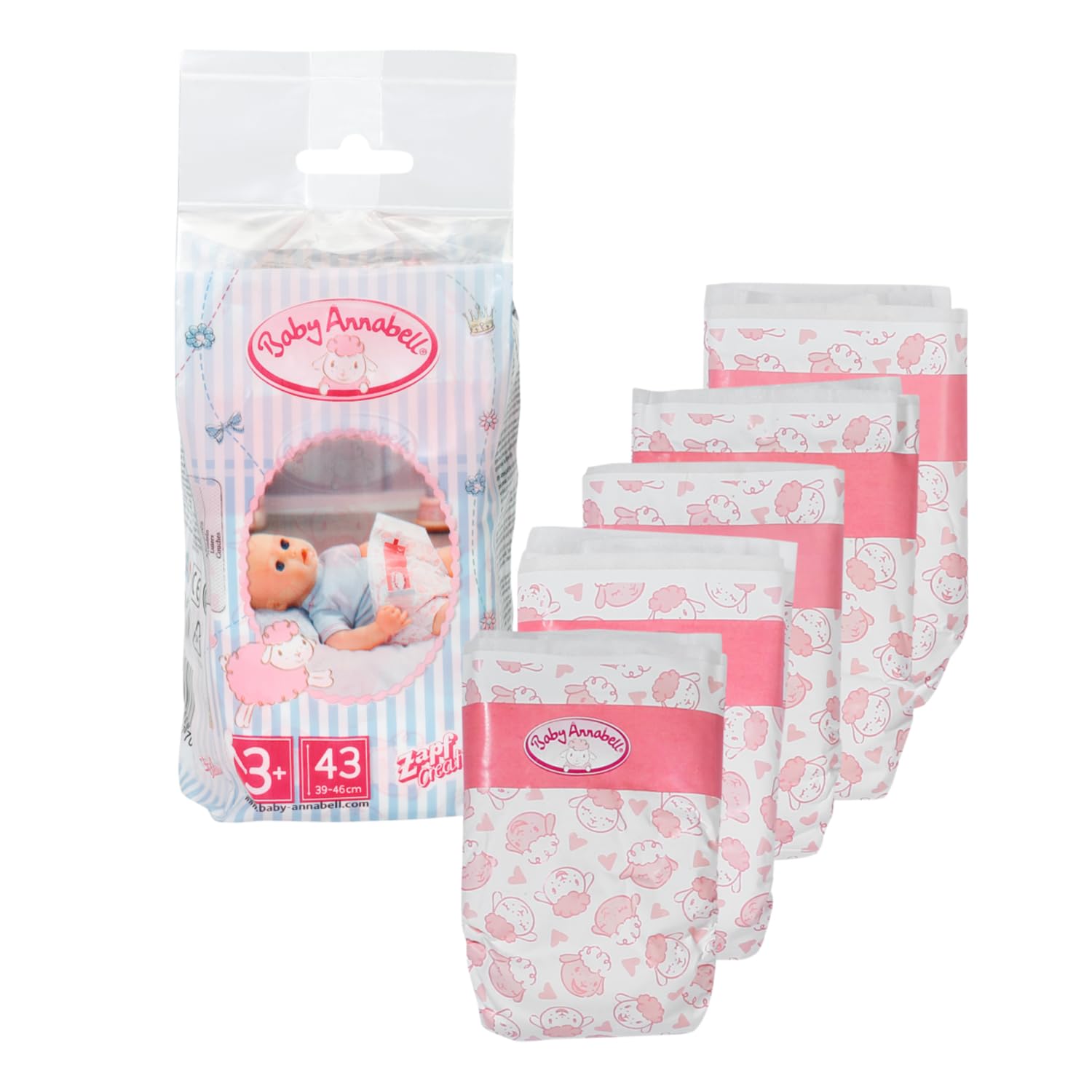 Baby Annabell Nappies for 43 cm Dolls - Easy Fit Design | Promotes Empathy | 5 Pack 1