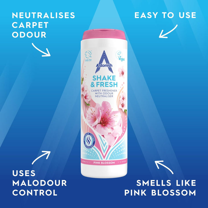 Astonish Shake & Fresh Carpet Freshener - Pink Blossom Scent, 3 Pack