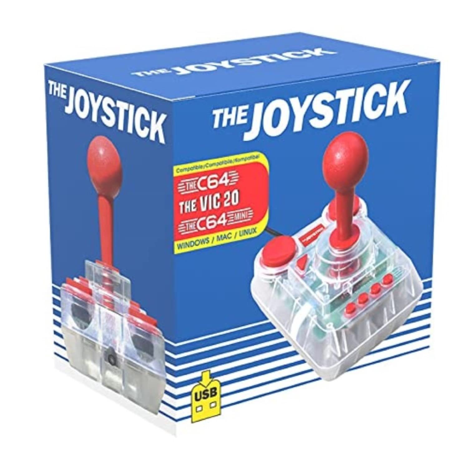 C64 Micro Switch Joystick - Clear for Commodore 64, PC, Mac, Linux
