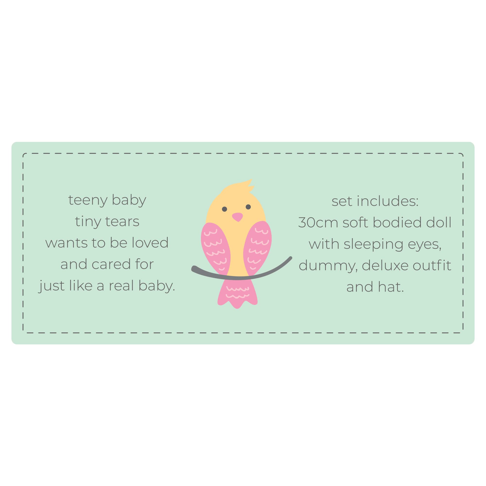 Tiny Tears Teeny Babypuppe – 30 cm weicher Körper mit Schlafaugen und Deluxe-Outfit