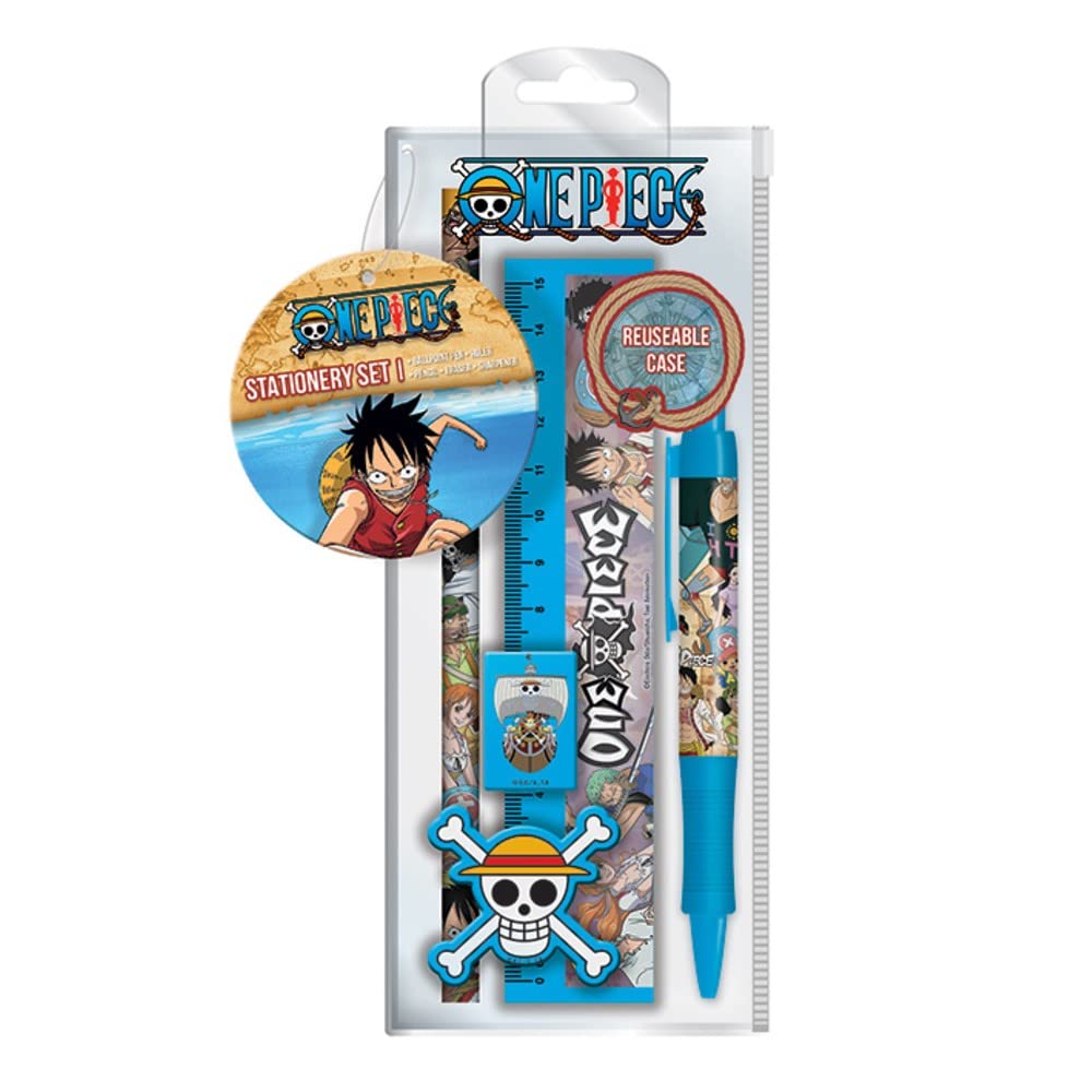Pyramid International One Piece 5-Piece Stationery Set with Pencil, Ruler, Sharpener, Eraser | Multi-coloured 1
