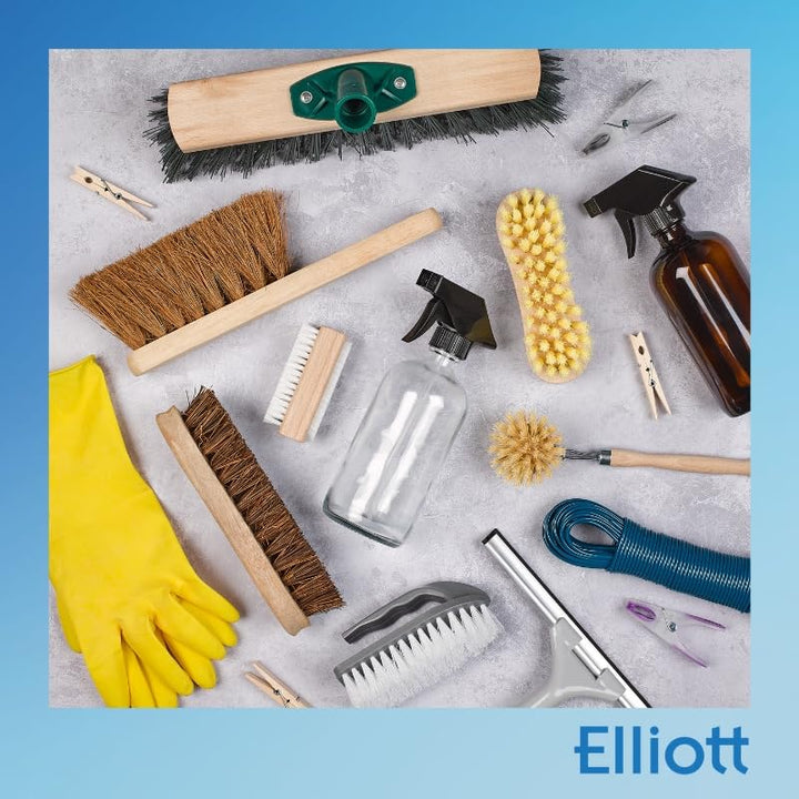 Elliott Wooden Dish Brush with Natural Tampico Fibres - Long Handle, Replaceable Head