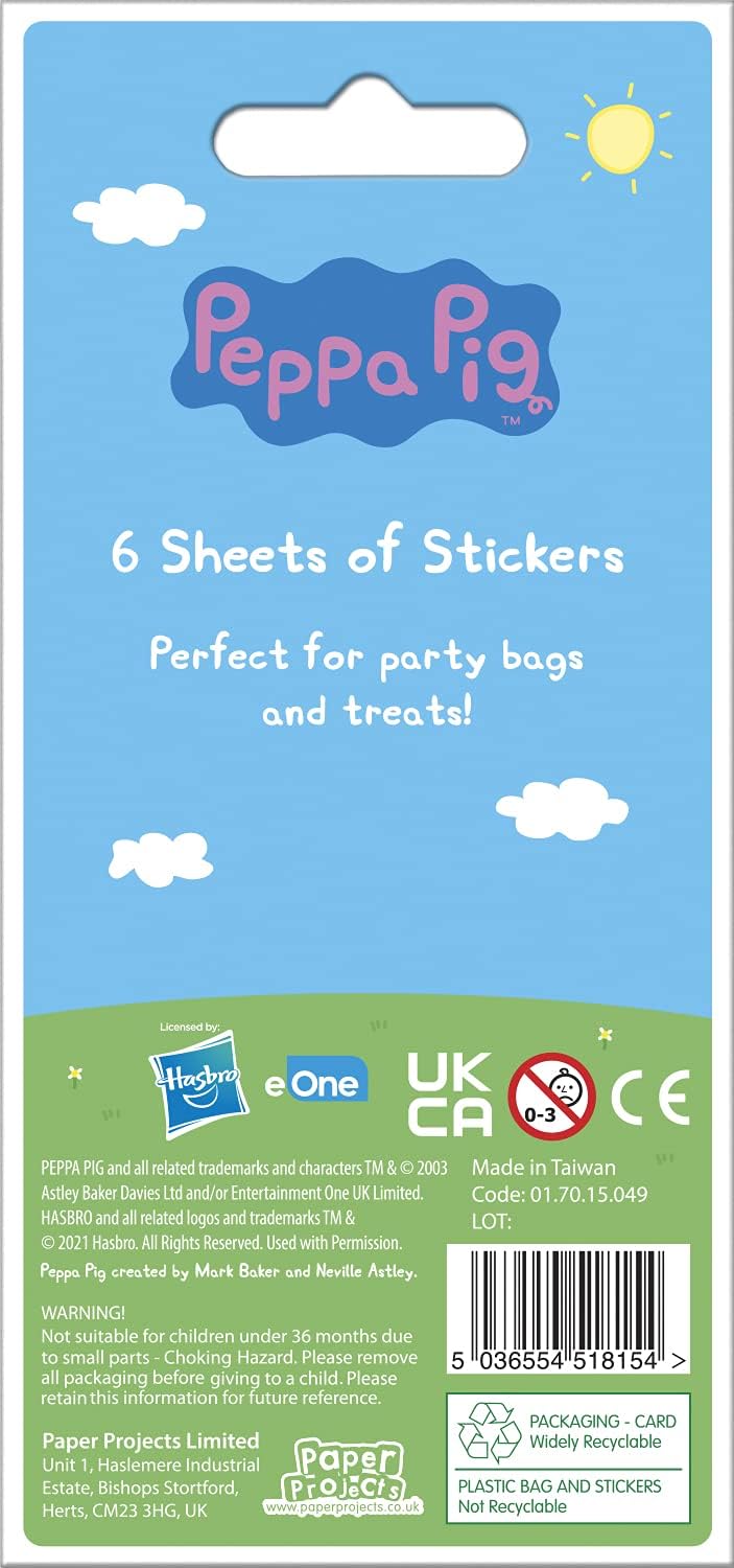 Paper Projects Peppa Pig Party Pack - Blue Reusable Foil Stickers (6 Sheets) 2