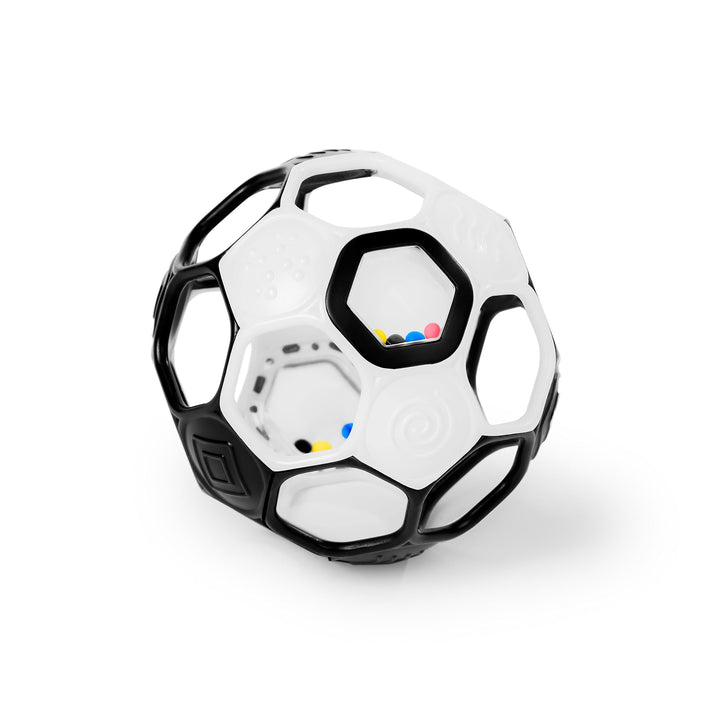Bright Starts Oball Grippin' Goals Rattle Football Baby Ball - Black & White, 0-3 Years