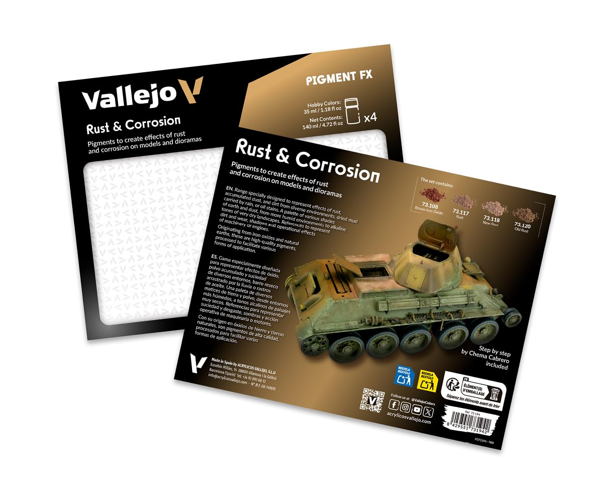 Vallejo Pigment Set - Rust & Corrosion Effects | 4 Jars (35 ml Each) | Includes Guide