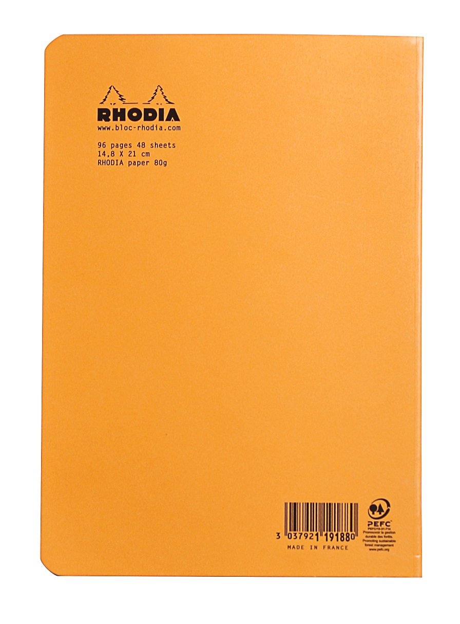 Rhodia 119188C Composition Notebook - A5, Lined, 96 Pages, 80 g/m² Paper, Orange Cover 3